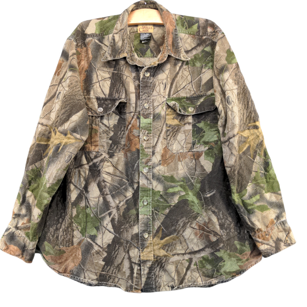 Wells Creek Men's Button-Up Hunting Shirt Camo XL Hardwood Greens Outdoor